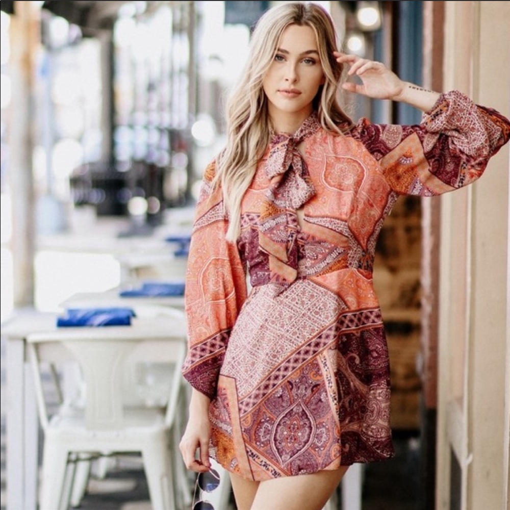 Divine Heritage Paisley Mini Dress